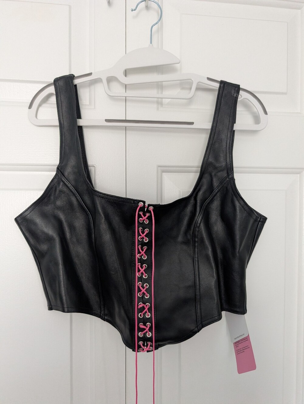 Black Milk Pleather Zip And Lace Up Crop